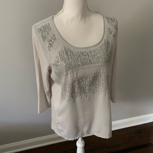 CHICOS Super Pretty Mixed Material Tunic